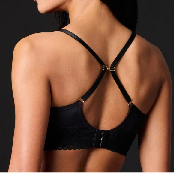 Journelle Hanky Panky Lace Molded Wireless Black Bra - Picture 2 of 10